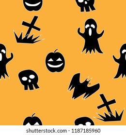 seamless pattern background of Halloween graveyard spooky 