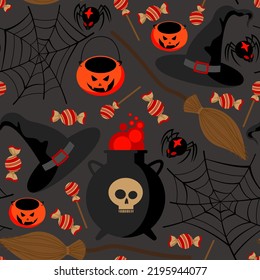 seamless pattern background for halloween witch house