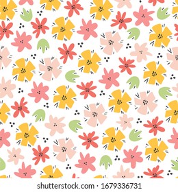 Fondo de trama transparente con doodle dibujado a mano vectorial escandinavo estilizado con flores abstractas estilísticas.Fondo extensible para marca, embalaje, tela y textil, papel envolvente