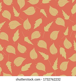  Seamless pattern background with hand drawn leaves.