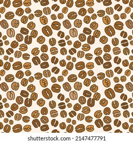 Seamless pattern background of hand drawn coffee bean 