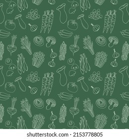 Seamless pattern background of hand drawn doodle fresh vegetable 