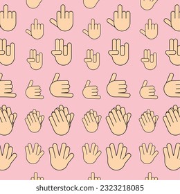 Seamless pattern background with hand gesture icons Vector