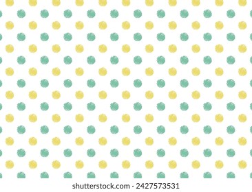 Seamless pattern background with hand-drawn crayon touch dots in yellow and green 