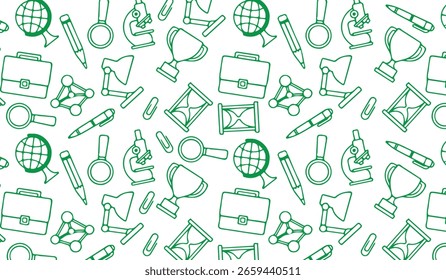 Fundo de padrão contínuo com ícones de doodle desenhados à mão para ciência e educação