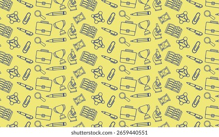 Fundo de padrão contínuo com ícones de doodle desenhados à mão para ciência e educação