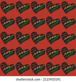 Seamless pattern background Heart Icon Shape Traditional African Juneteenth, Black History month design.