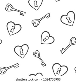 Seamless pattern background heart and key. vector illustration.