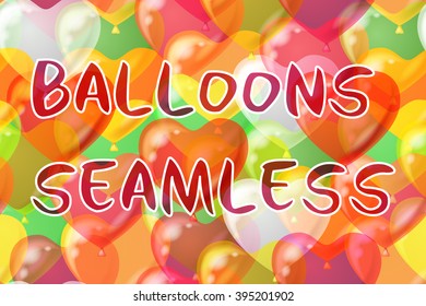 Seamless Pattern Background with Heart Shaped Balloons, Beautiful Colorful Illustration. Eps10, Contains Transparencies. Vector