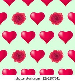 Seamless pattern background with hearts, colorful illustration. Valentines Day holidays typography. Vector EPS10.