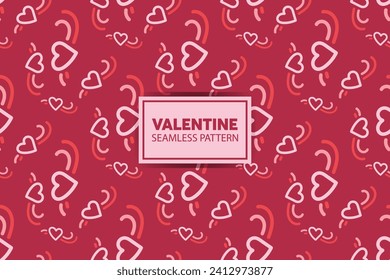nahtloses Muster, Hintergrund von Herzen mit süßem Stil in rosafarbener Farbe