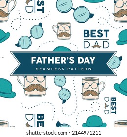 Seamless pattern background with hipster dad icons Happy father day Vector