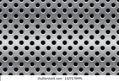 Seamless, pattern background with holes in stainless steal gradient, look like a grater or strainer