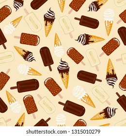 Seamless pattern background with ice cream. Vector illustration