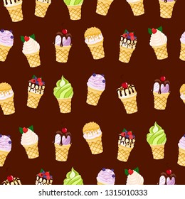 Seamless pattern background with ice cream. Vector illustration