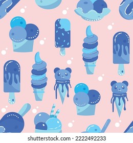 Seamless pattern background with ice cream icons Vector