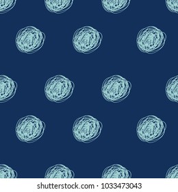 Seamless pattern background with ink doodle lines scribbles of pen, hatching.Blue color