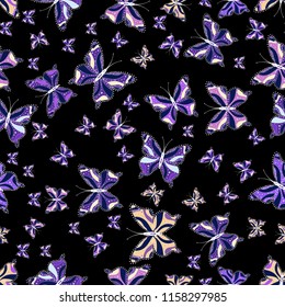 Seamless pattern background with insect. Abstract seamless pattern for clothes, boys, girls, wallpaper. Different beautiful butterflies flying for coloring book. Vector illustration.