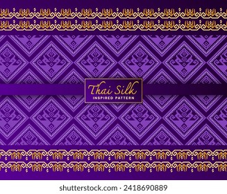 Seamless pattern background. Inspired by traditional Northern Thai silk pattern. Colored in Violet.