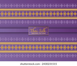 Seamless pattern background. Inspired by traditional Northern Thai silk pattern. Colored in Gold and Violet