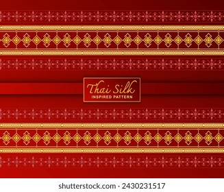 Seamless pattern background. Inspired by traditional Northern Thai silk pattern. Colored in Gold and Red