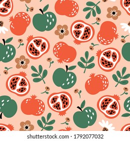 Seamless pattern background for Jewish holiday Rosh Hashanah holiday. Childish print for cards, wallpapers and templates.