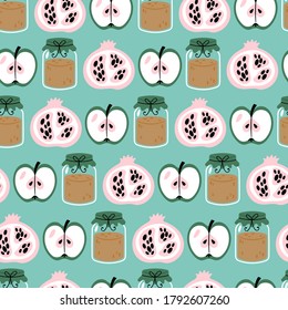 Seamless pattern background for Jewish holiday Rosh Hashanah holiday. Childish print for cards, wallpapers and templates.