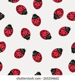 Seamless pattern background with ladybugs. Stylized textile vector illustration in eps 8