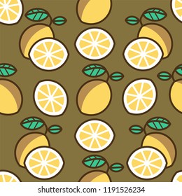 Seamless pattern background with lemons, colorful illustration. Vector EPS10