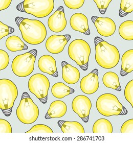 Seamless pattern background light bulbs