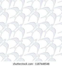 Seamless pattern background with linear swallows.