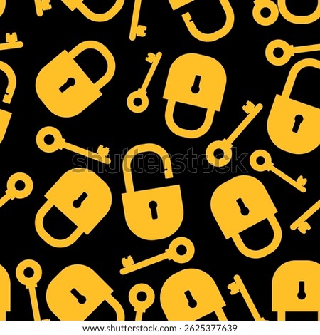 Seamless pattern background lock, padlock, key