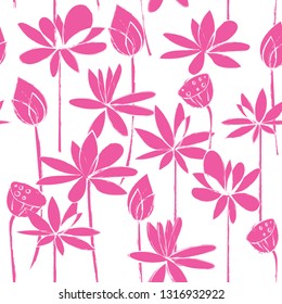 Seamless pattern, background with lotus flower.- vector