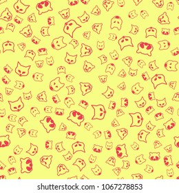 Seamless pattern background with low poly raccoon, wolf, cat. Nice Vector graphic illustration EPS 8