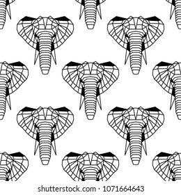 Seamless pattern background of low polygonal elephants. Nice vector graphic illustration EPS 8