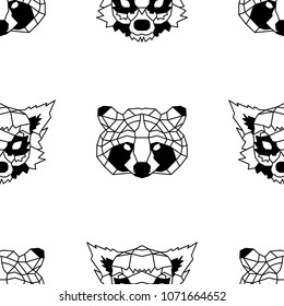 Seamless pattern background of low polygonal lemurs and raccoons. Nice vector graphic illustration EPS 8