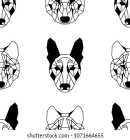 Seamless pattern background of low polygonal of wolves and dogs. Nice vector graphic illustration EPS 8