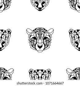 Seamless pattern background of low polygonal cheetahs. Nice vector graphic illustration EPS 8