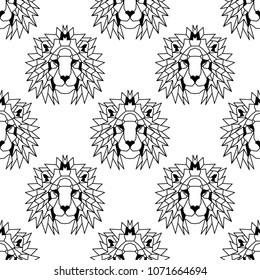 Seamless pattern background of low polygonal lions. Nice vector graphic illustration EPS 8