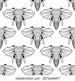 Seamless pattern background of low polygonal elephants. Nice vector graphic illustration EPS 8