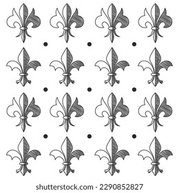 Seamless pattern background with lys flower symbols Vector