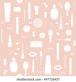 seamless pattern background with Makeup products in vector