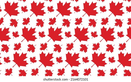 Seamless pattern background with maple leaf icon from National flag of Canada. Vector backdrop patriotic design for Canada day, Canada holidays