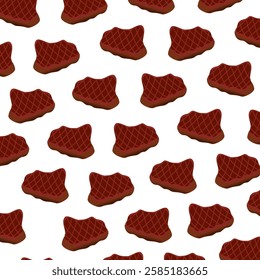 Seamless pattern background with meat. Sketch style steak. Hand drawn ribeye steak, pork ham. Roast beef on a cutting board. Bone in ribeye steak. Roasts. Hand drawn beef steak medallions