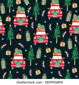 Seamless pattern background with merry Christmas icon.