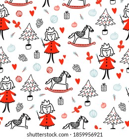 Seamless pattern background with merry Christmas icon.