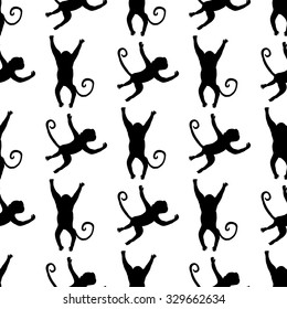 Seamless pattern background with monkeys. Symbol of 2016 year. Vector illustration.