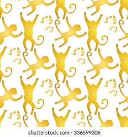 Seamless pattern background with monkeys. Symbol of 2016 year. Vector illustration.