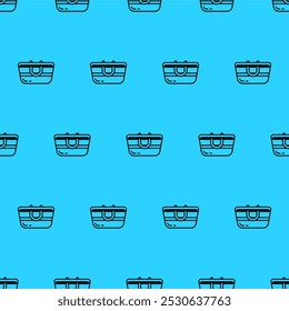 Fundo de padrão contínuo com ícones monolínicos de verão