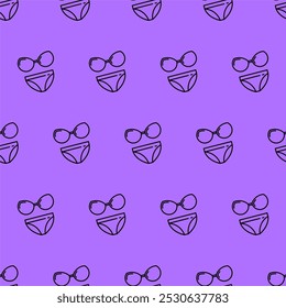 Seamless pattern background with monoline summer icons